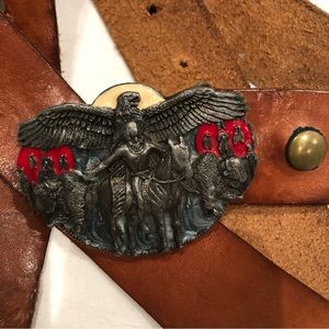 Siskiyou American Indian Chief USA Eagle Buffalo X-50 Buckle Leather Belt